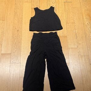 Amazon Black Cropped Top and Wide-Leg Pants Set